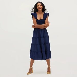 Elegant Navy Blue Ruffle Dress